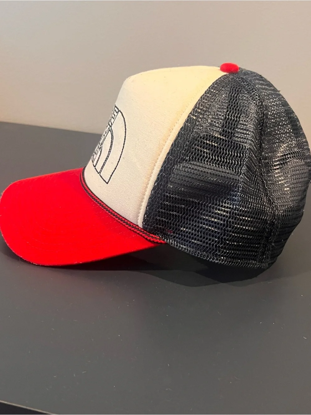 The North Face Trucker Cap in Cream, Black & Red